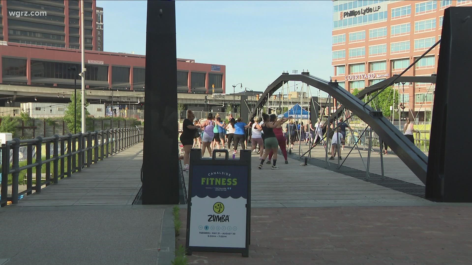 Zumba is one of many free fitness classes offered daily through Labor Day as part of The Fitness at Canalside Program.