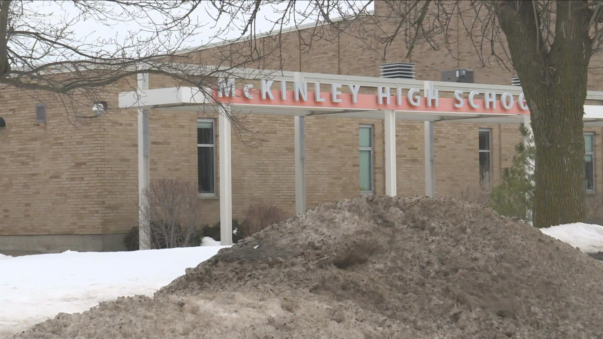 Buffalo police arrested a 17 year old in connection with the stabbing at McKinley High School. The search still continues for a second suspect linked to a shooting.