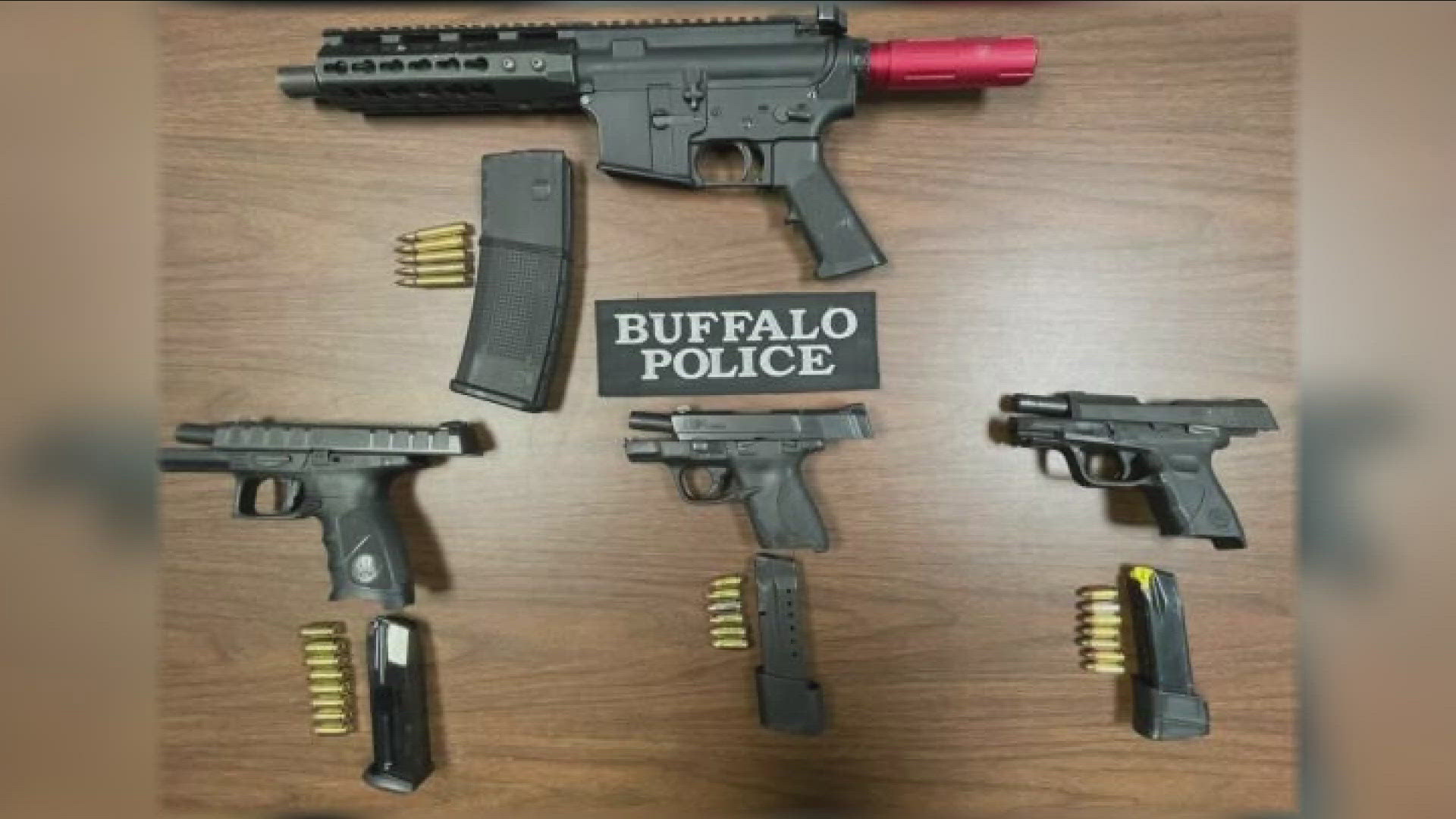 Six people were arrested after a shots fired call in Buffalo on Tuesday.