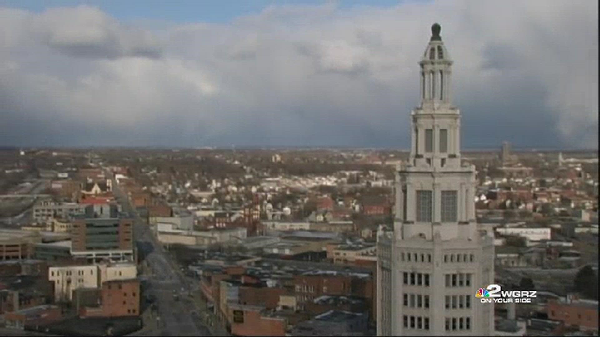 Timelapse video: Downtown Buffalo went from sunshine, to a burst of snow, then back to sunshine during a span of 30 minutes on Sunday evening.