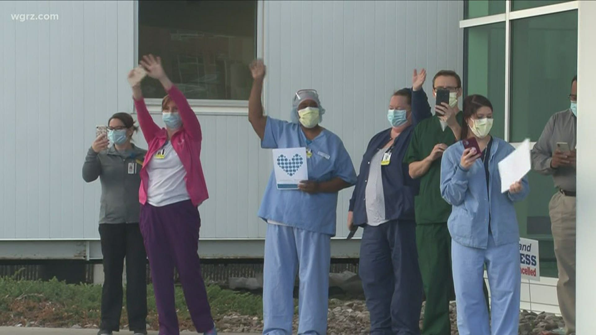 Local first responders honored workers at Kenmore Mercy Tuesday night with a vehicle convoy full of flashing lights, sirens, and cheers as a way to say thank you.