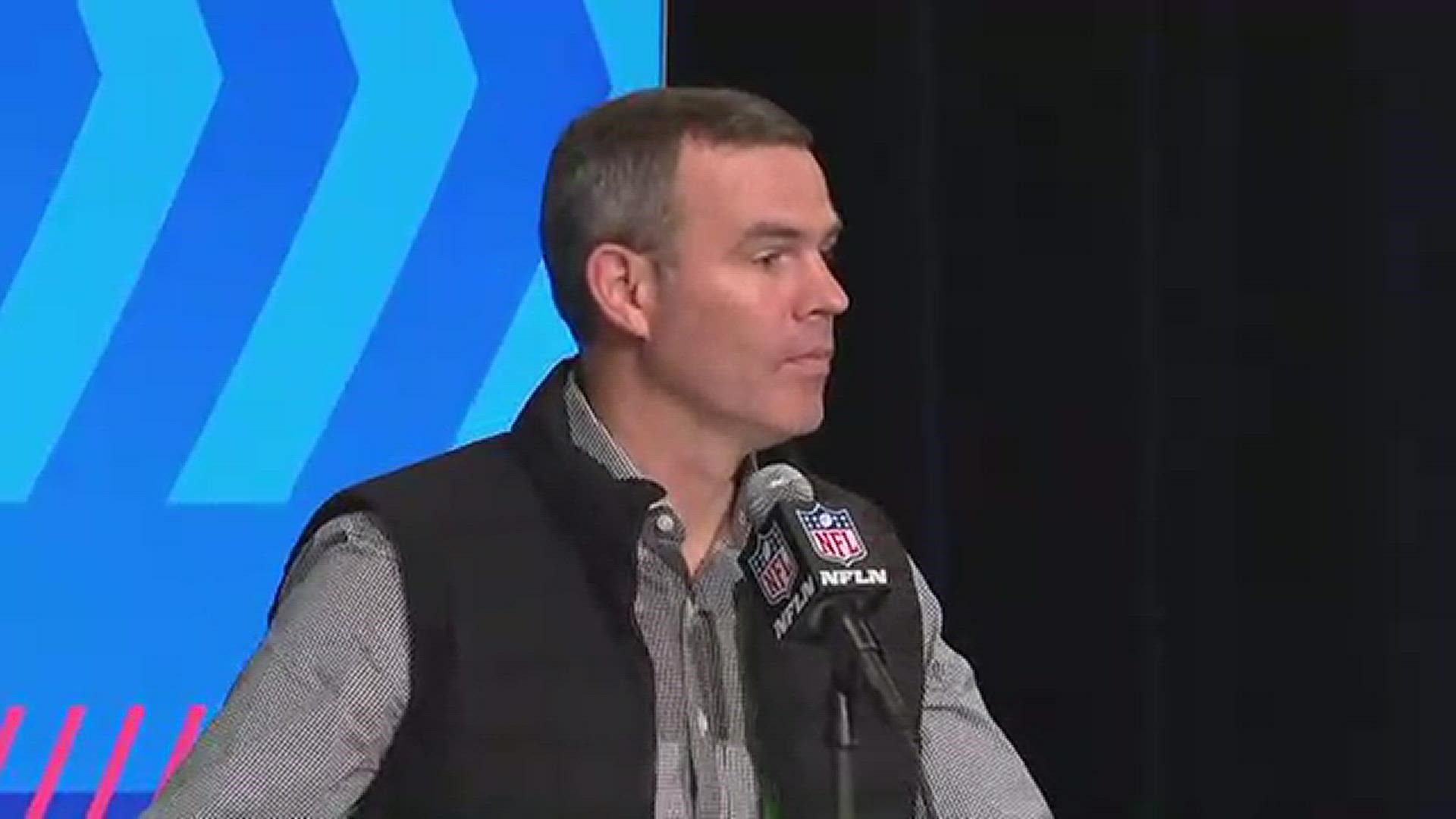Bills GM Brandon Beane speaks to reporters at NFL scouting combine