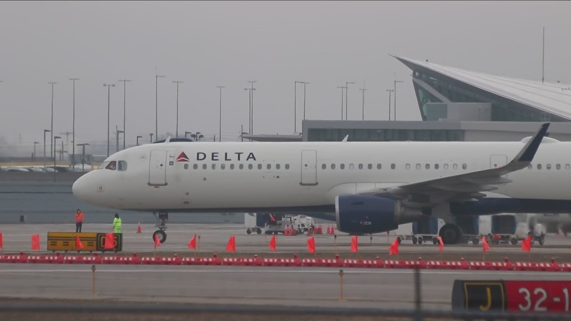 Plane off taxiway at Buffalo Niagara International Airport