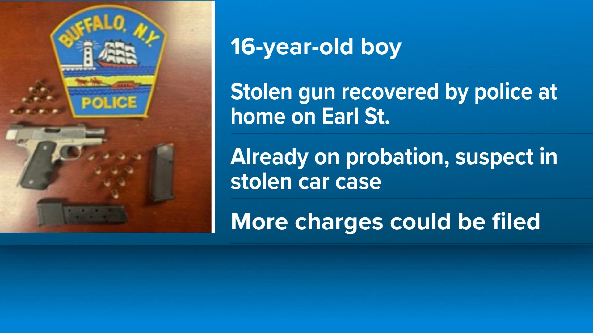 Buffalo teen arrested on gun, vehicle related charges | wgrz.com