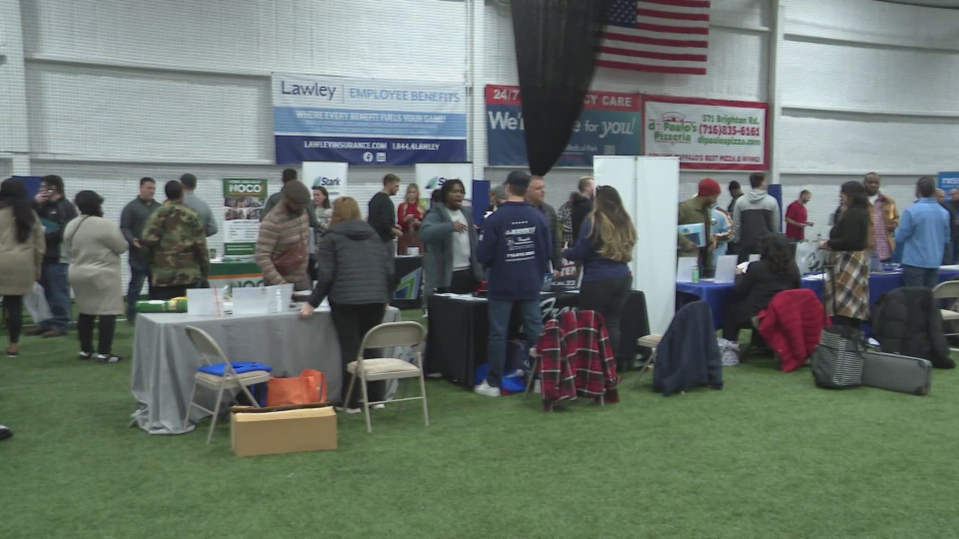 Former Sumitomo Rubber Plant employees came out in large numbers today for this job fair sponsored by the New York State Department of Labor.