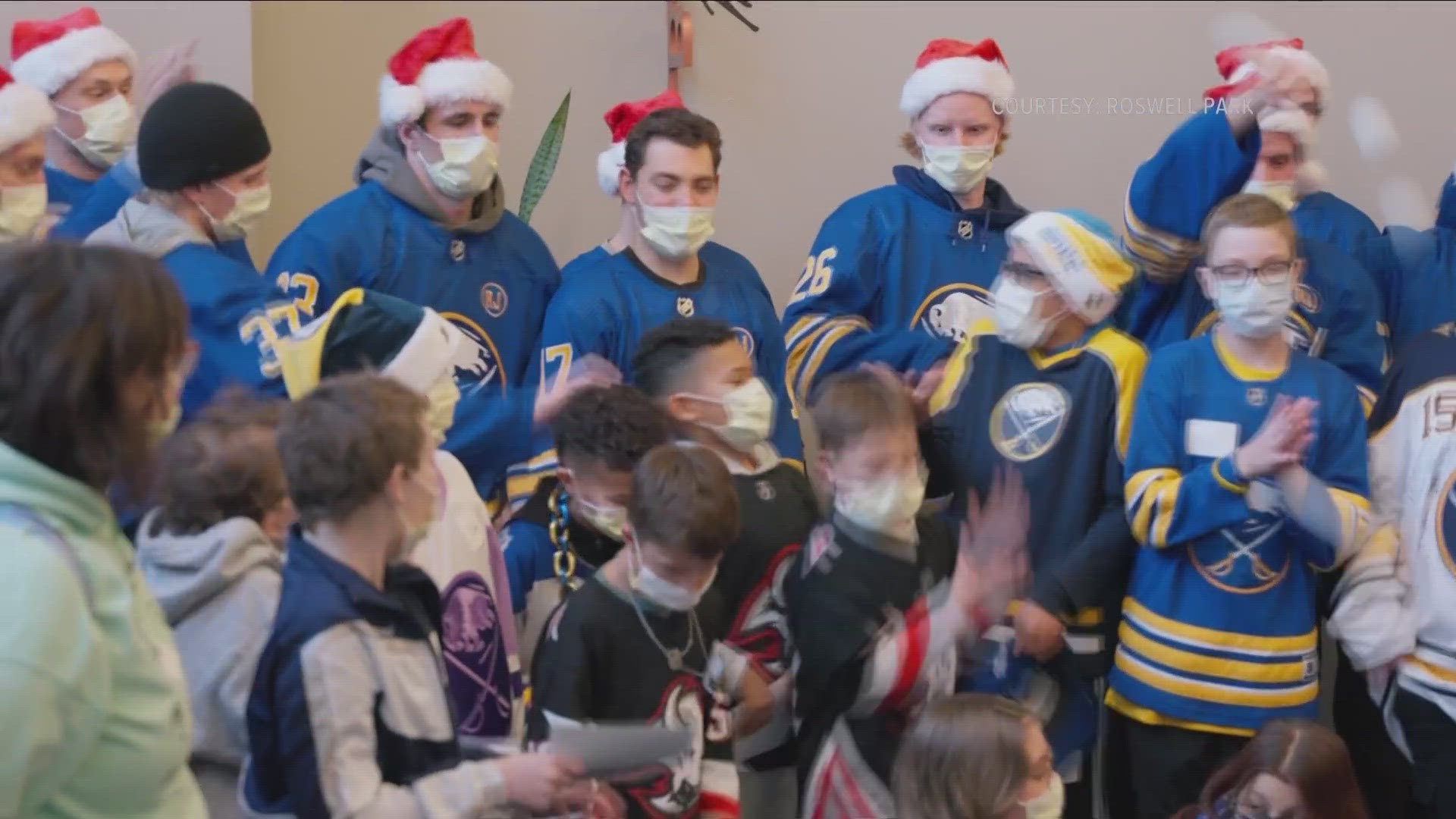 The Sabres give kids a fun and stress free day before the holiday's at Roswell Park.