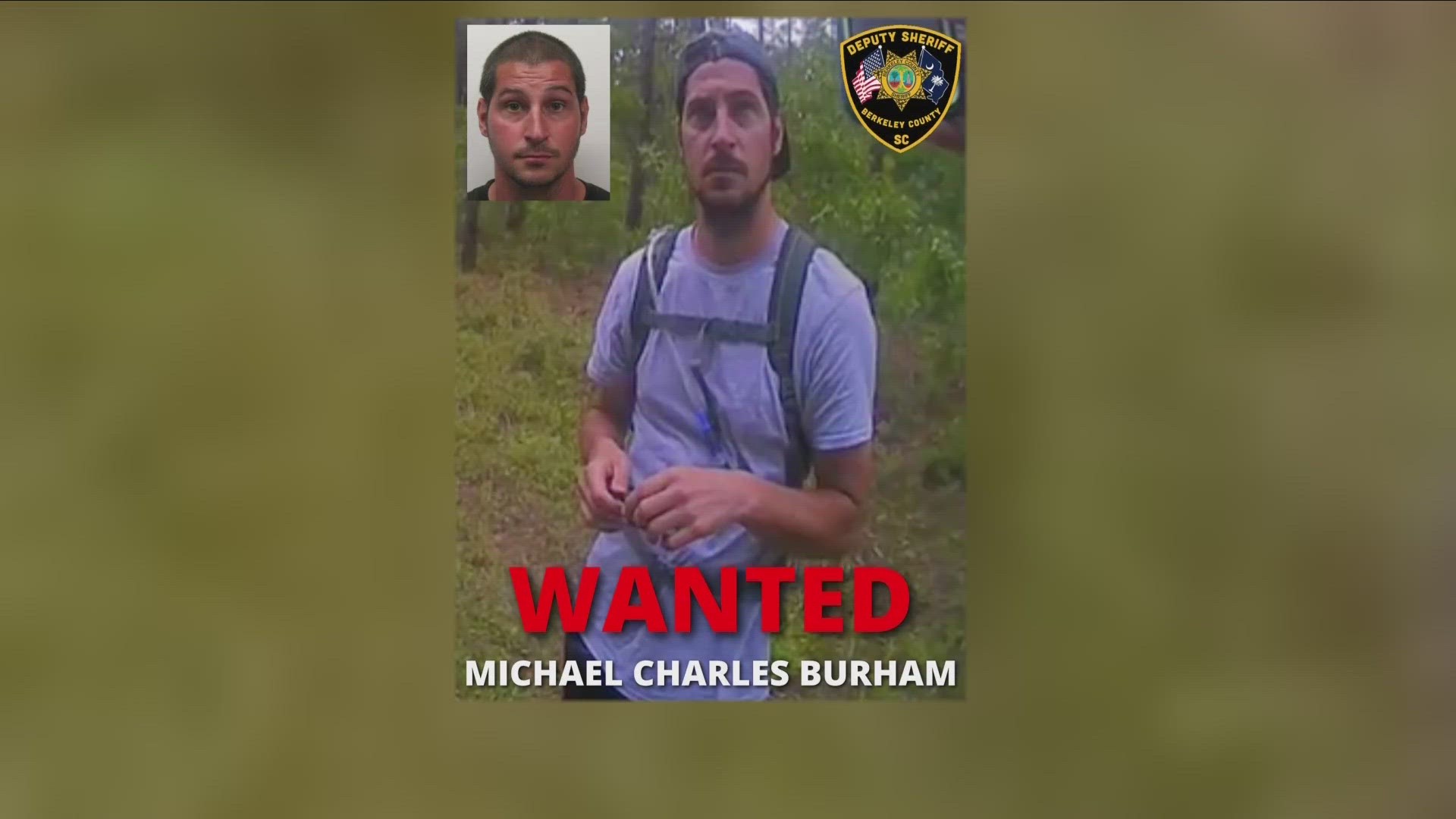 The FBI field office in Columbia, South Carolina  confirms the apprehension of Michael Burham, 34, who was wanted for homicide, rape, arson, and kidnapping.