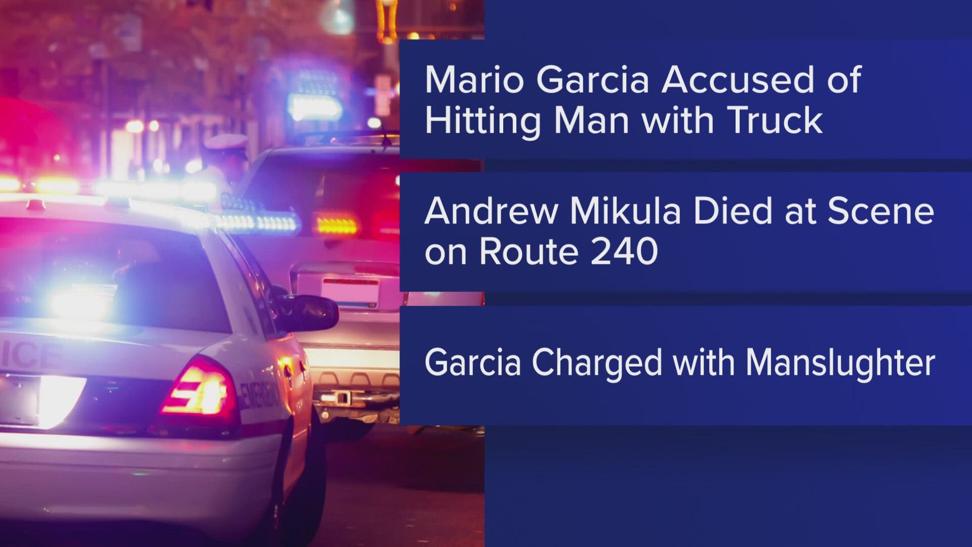 Officials say 39-year-old Mario Garcia allegedly hit 64-year-old Andrew Mikula with his truck on purpose on Route 2-40.