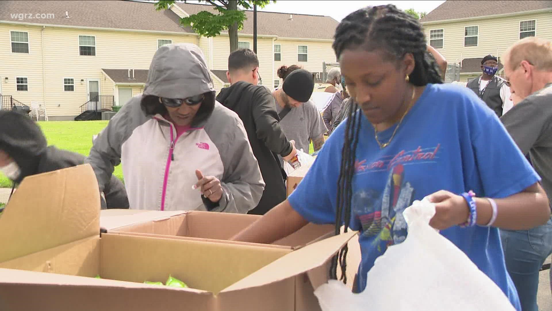 The Buffalo Dream Center hosted a mobile food pantry in the Fredrick Douglass neighborhood at Clinton and Jefferson.