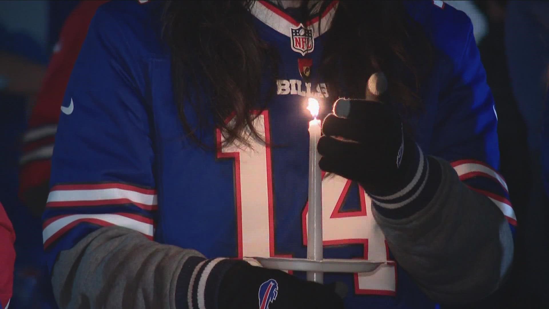 Bills Mafia is rallying together like always with a vigil outside of Highmark Stadium Tuesday evening.