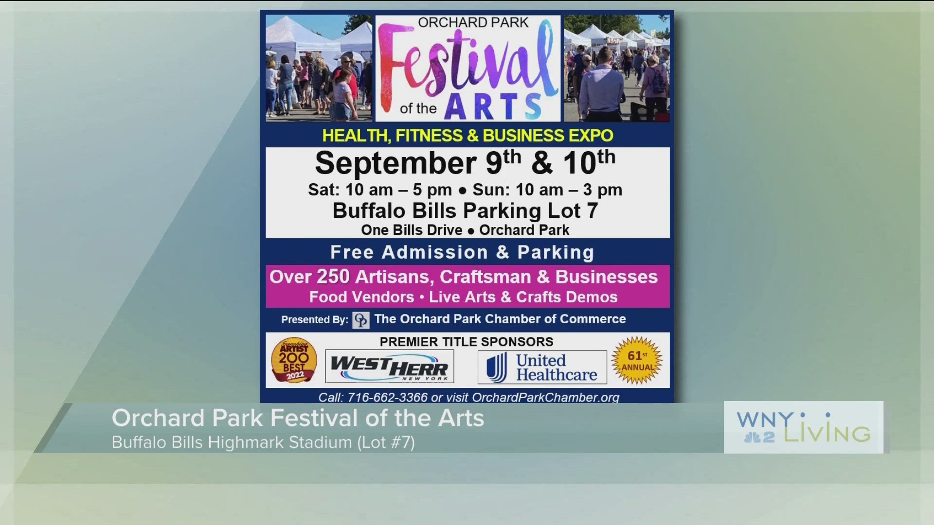 Sept. 2nd - Orchard Park Festival of Arts  (THIS VIDEO IS SPONSORED BY ORCHARD PARK FESTIVAL OF ARTS)