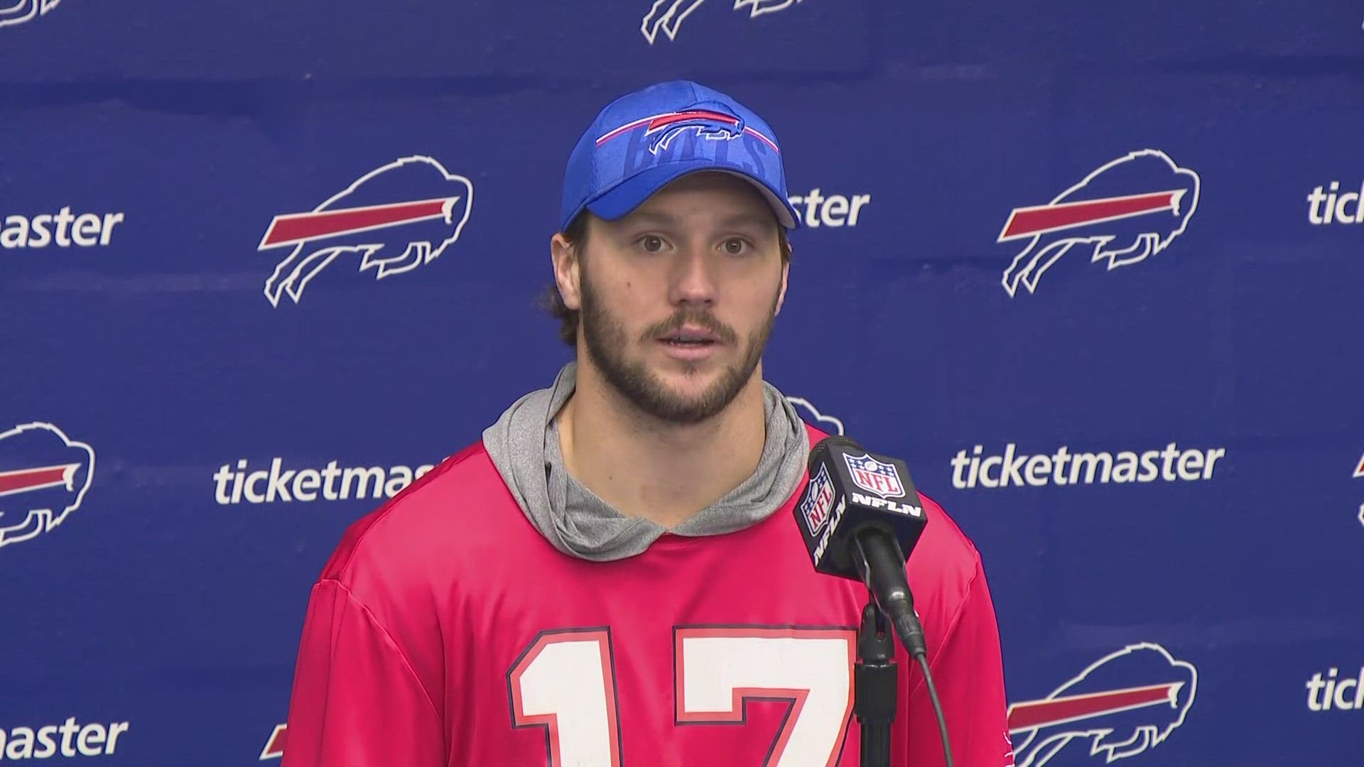 Bills QB Josh Allen talks to the media ahead of Buffalo's Week 9 game at the Cincinnati Bengals.