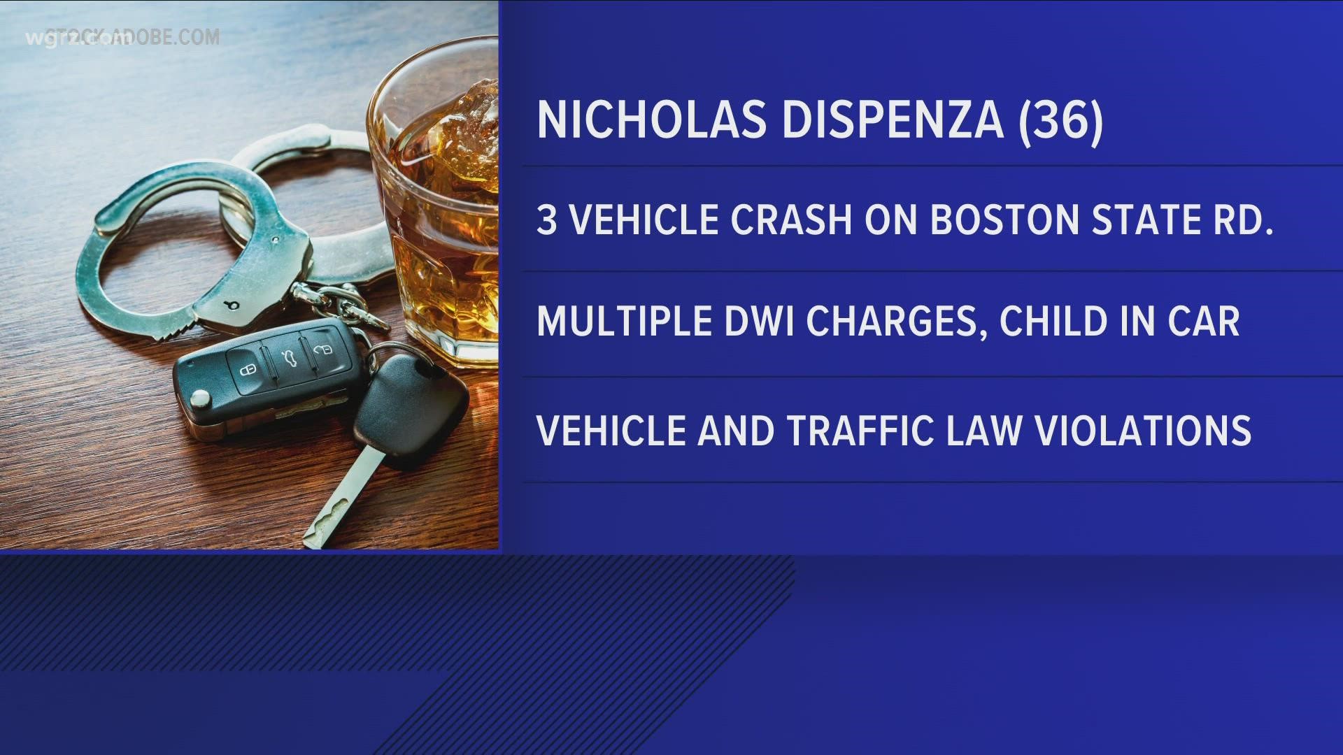 The Erie County Sheriff's Office says 36-year-old Nicholas DiSpenza was allegedly driving drunk with two children in the car.