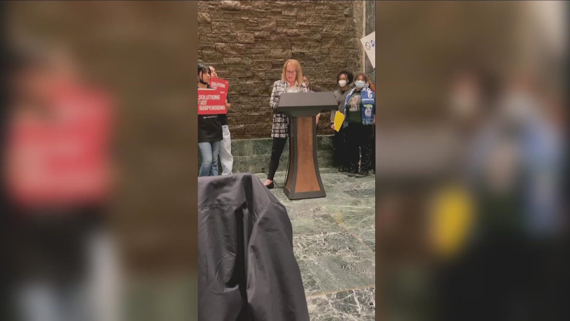 Solutions not suspensions rally in Albany today