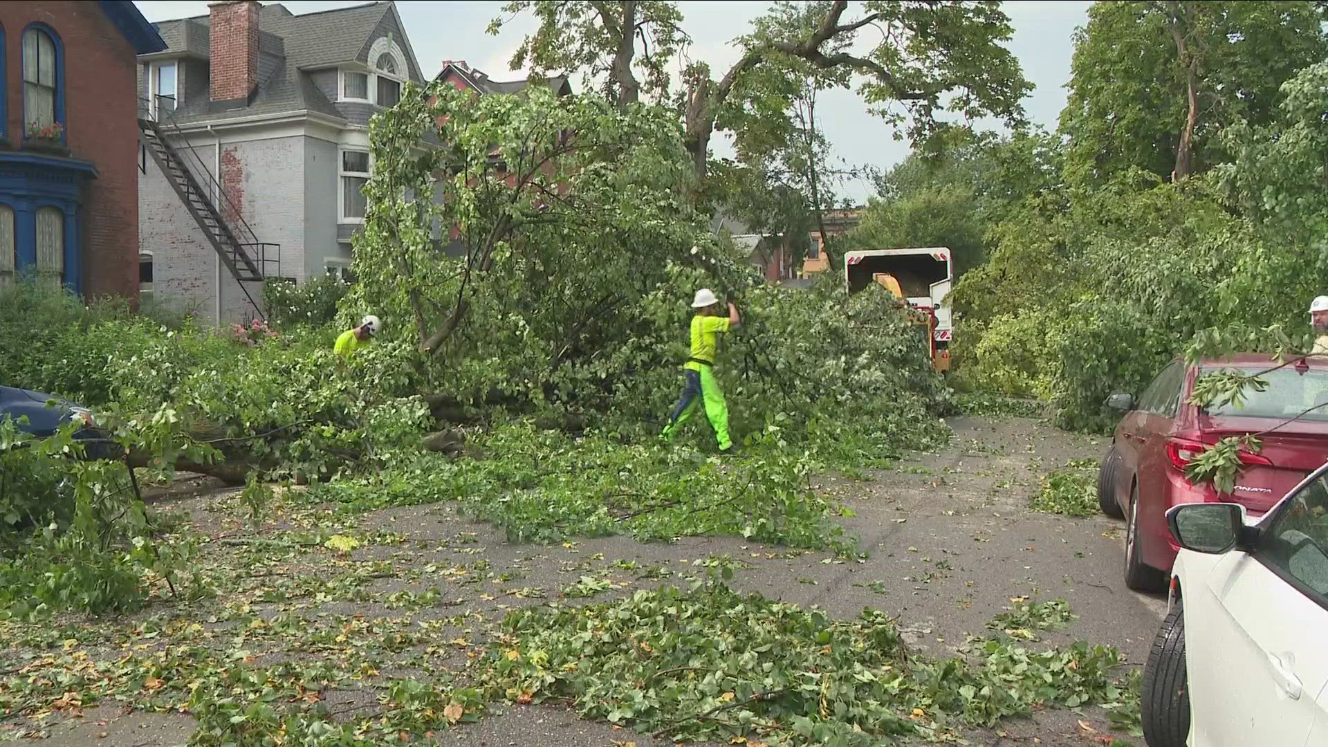 Tornado damage clean up on Prospect avenue