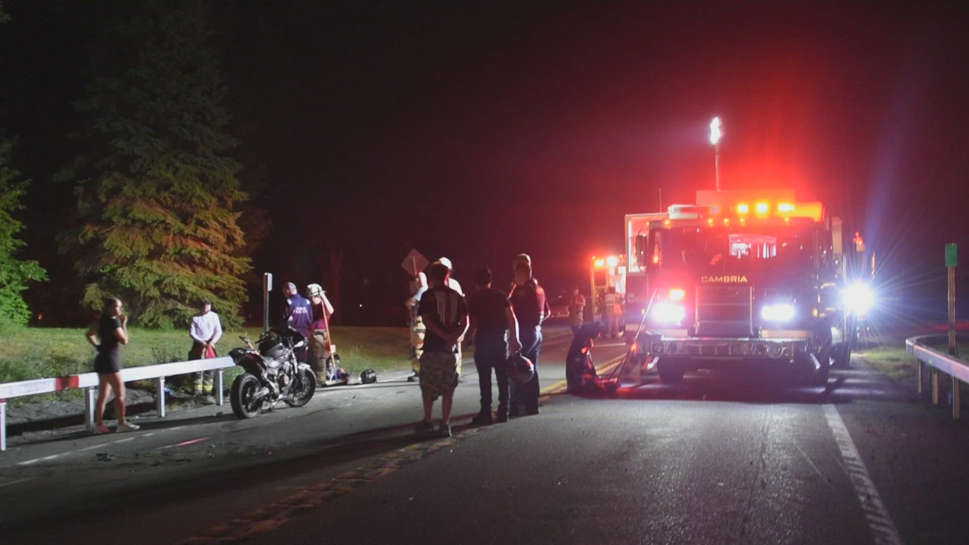 Three motorcyclists were injured after a triple motorcycle crash in the Town of Cambria.