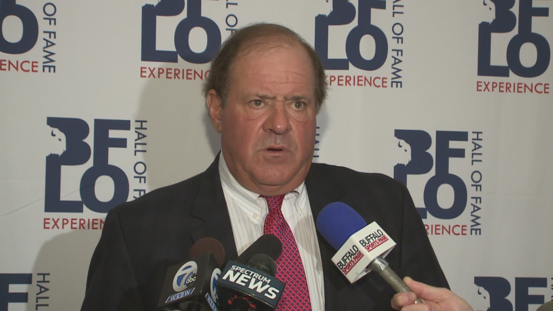 Chris Berman speaks to the media at Buffalo Hall of Fame Experience Fundraiser