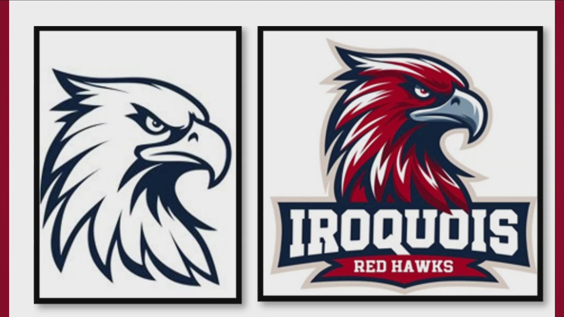 The district says the Red Hawks design is subject to change.