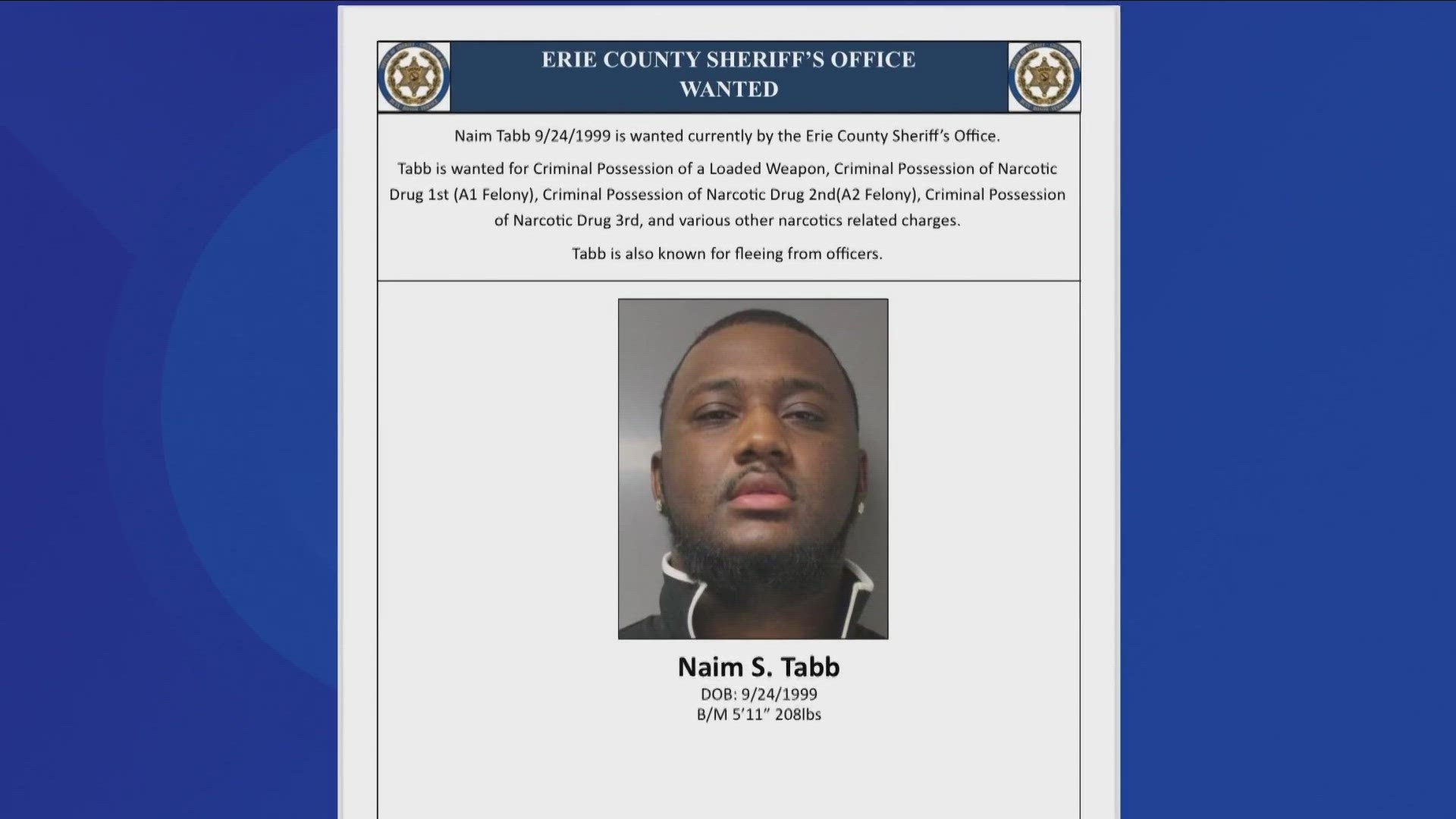 Police asked for the public's help in locating Naim Tabb, who they say fled officers trying to apprehend him earlier this week.