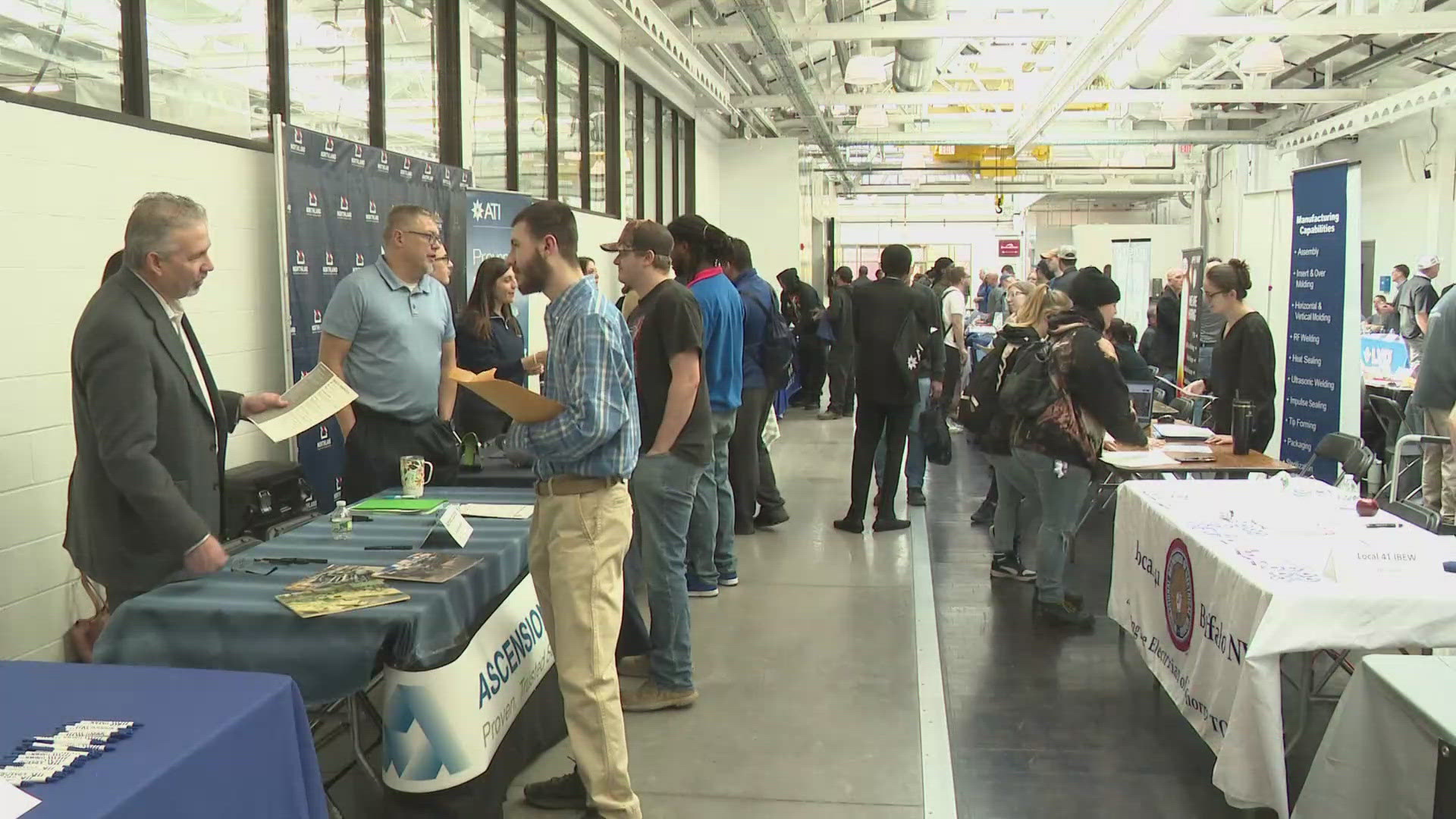 Dozens of Buffalo-based businesses came out for a hiring event in order to connect with new graduates.