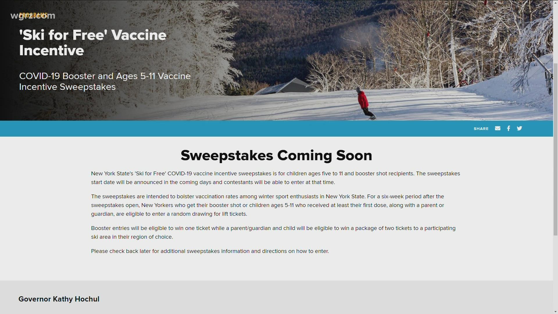 'Ski for Free' sweepstakes for kids age 5-11 who get the COVID-19 vaccine