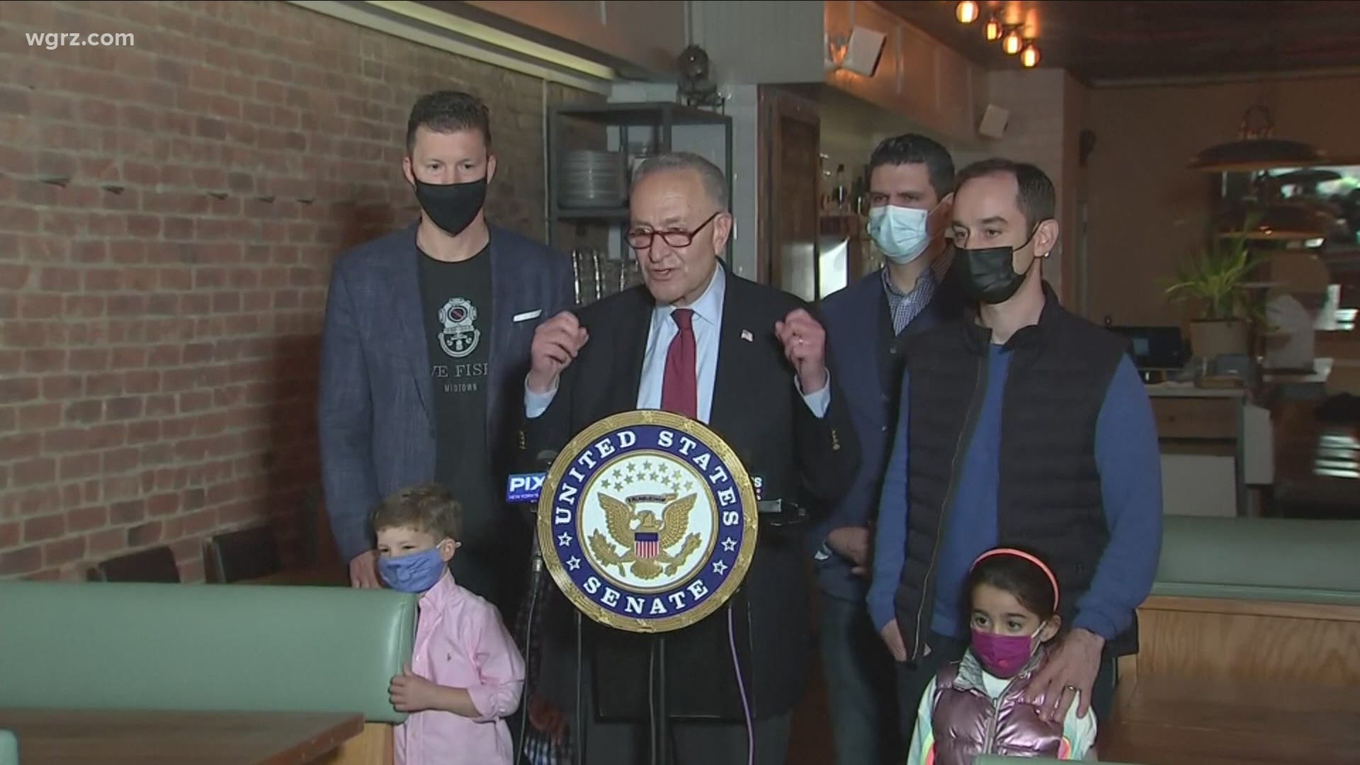 Senator Schumer urging New York State restaurant owners to apply for federal aid as part of the "Save Our Restaurants Act. "