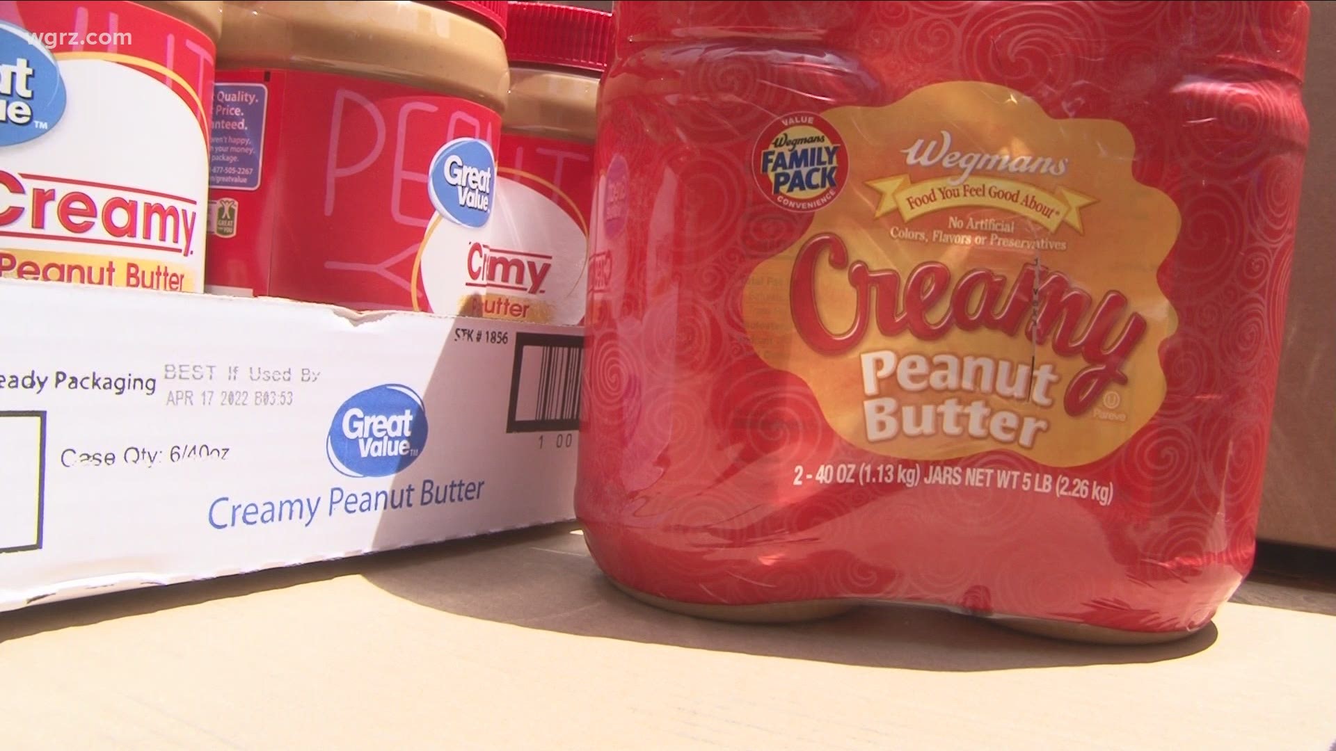 FeedMore held five food drives today where people could drop off peanut butter, hence the spread.
This one was at Kleinhans in Buffalo.