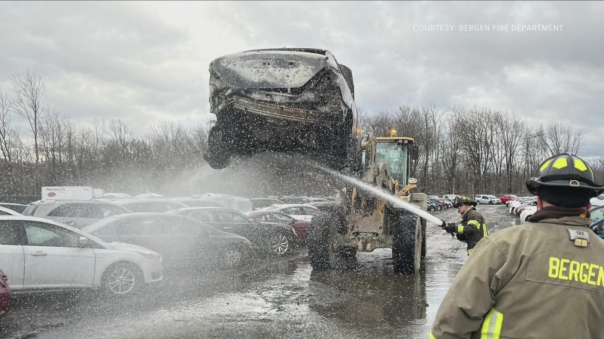 13 vehicles damaged in IAA lot fire