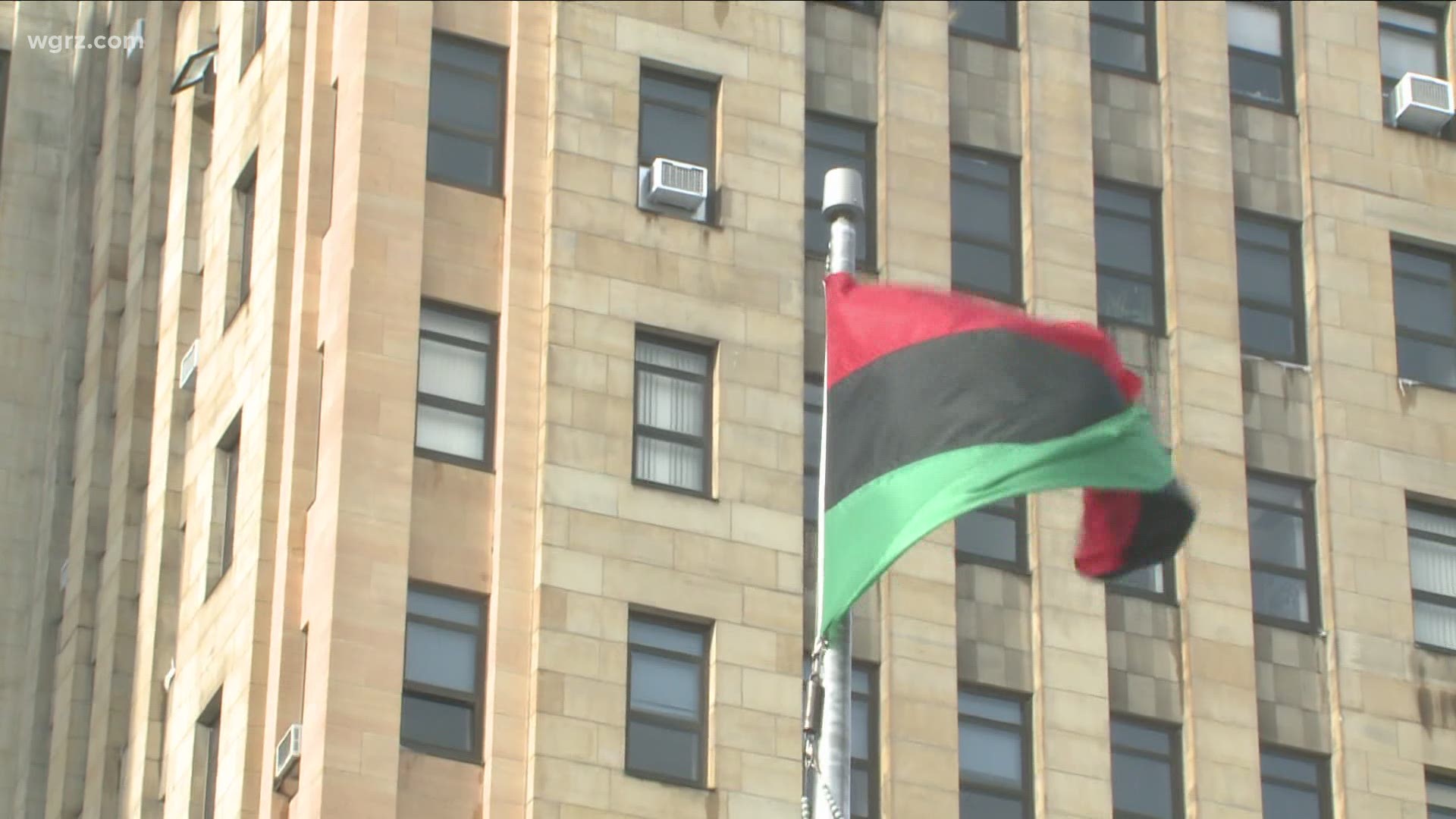 Inclement weather delayed the annual flag raising tradition, but today the flag was raised in front of Buffalo city hall celebrating Kwanzaa.