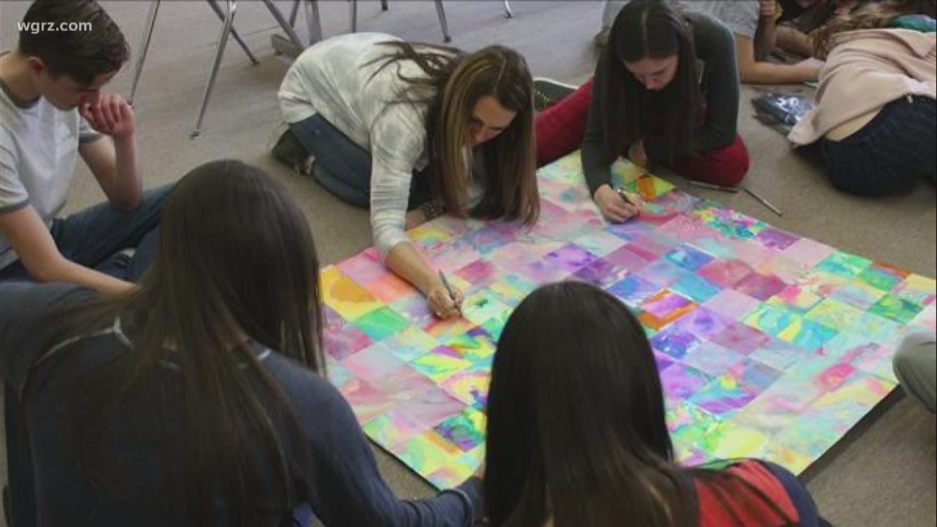 About six-hundred students worked on "A Map of Peace" this school year. The large-scale mural is part of the Healing Arts Program at Oishei Children's Hospital.