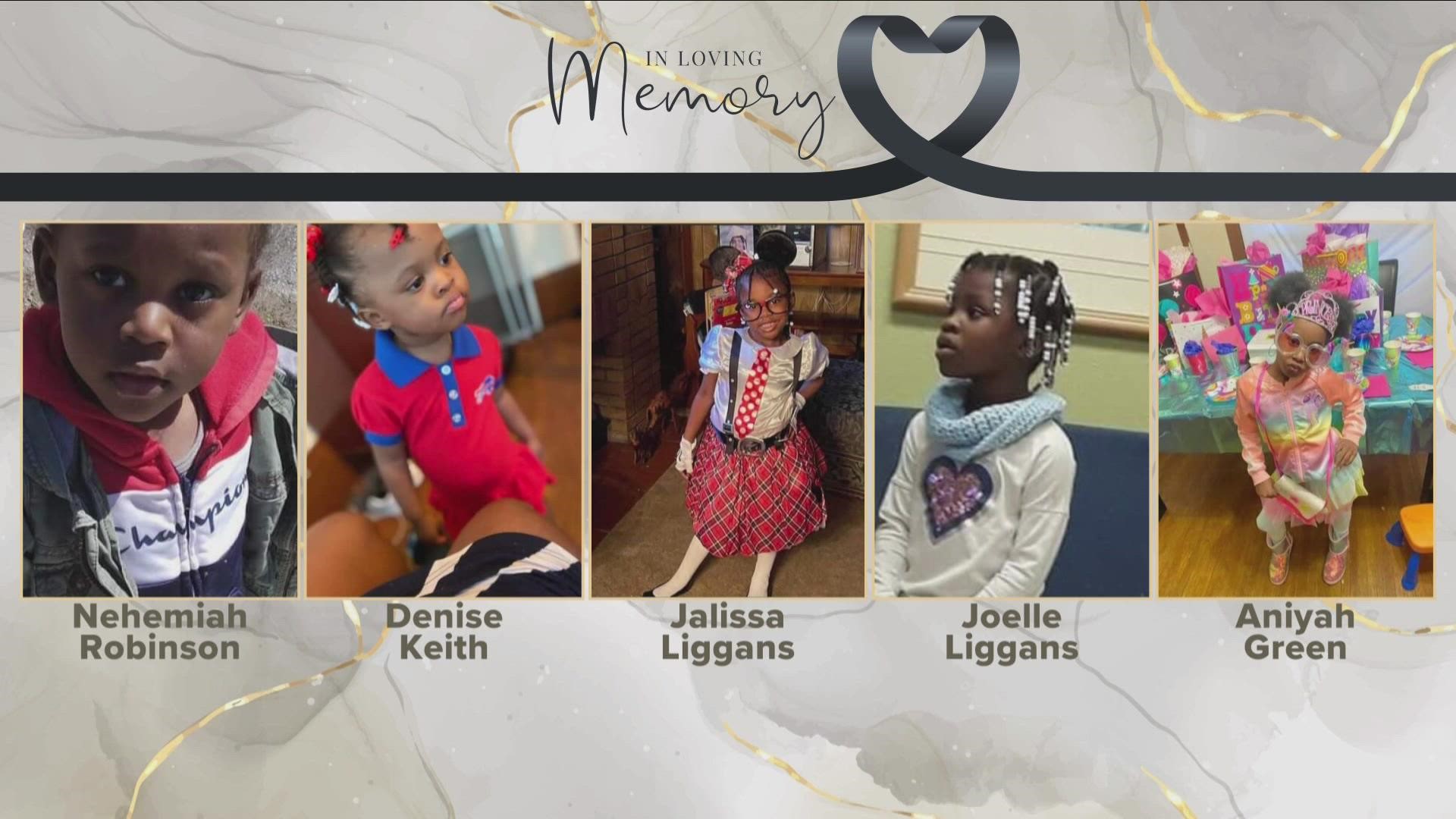THE CHILDREN DIED IN A FIRE ON NEW YEAR'S EVE.THEIR GRANDMOTHER.... LISA LIGGANS... AS WELL AS A SEVEN-MONTH-OLD BABY WERE ALSO HURT.