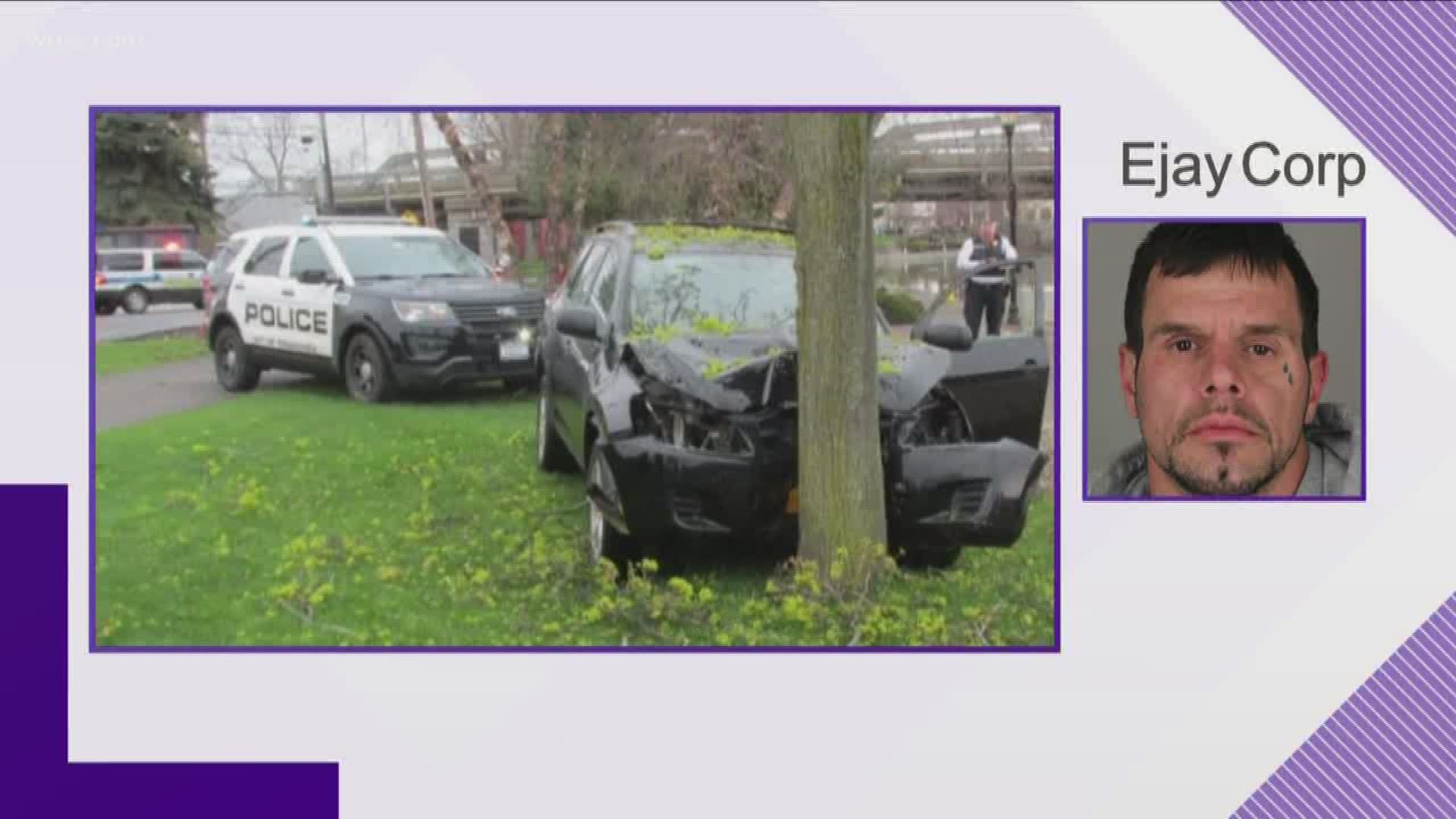 44-year-old Ejay Corp was speeding on Niagara Street and wouldn't pull over for officers... before he crashed into a tree near the canal...