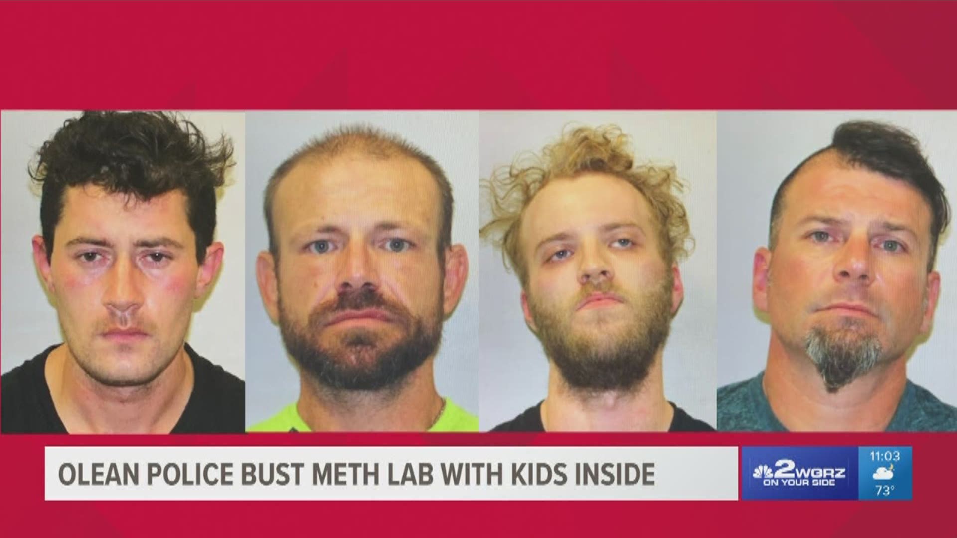 Olean Police arrested four men for running a meth lab in an apartment with children inside. The arrest happened last night on South Eighth Street.