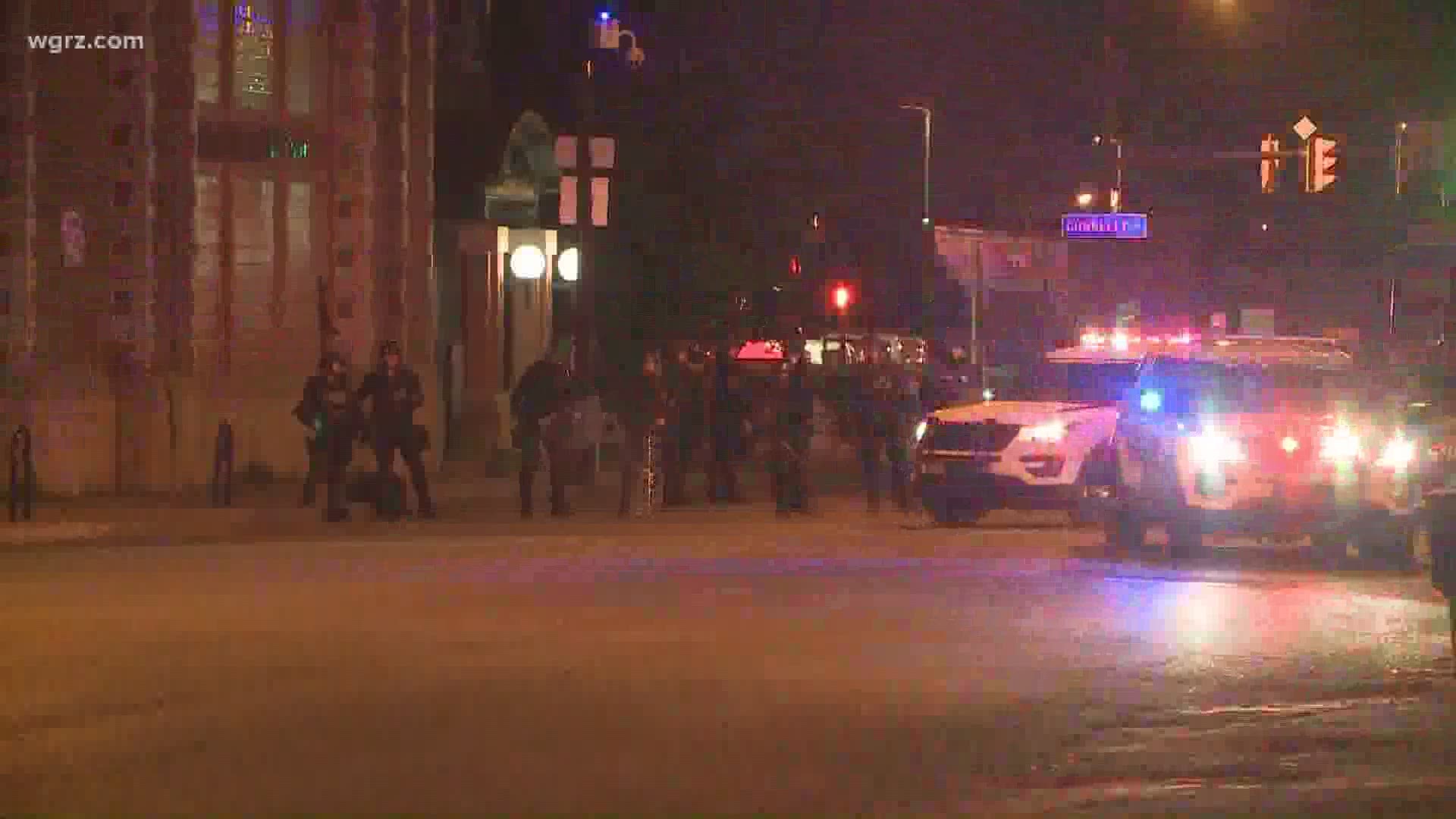 Two officers were hit by a car and seriously hurt during the protests on buffalo's east side.
