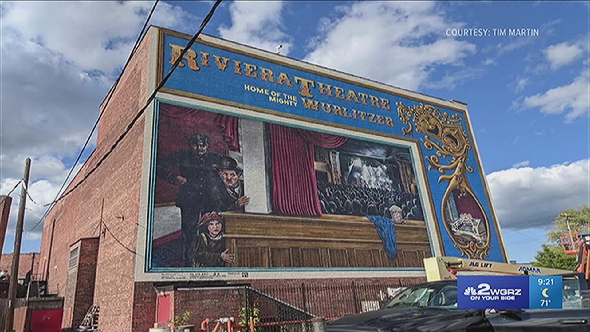 Muralist and decorative painter Tim Martin has finished his mural makeover on the side of the Riviera Theatre in North Tonawanda.