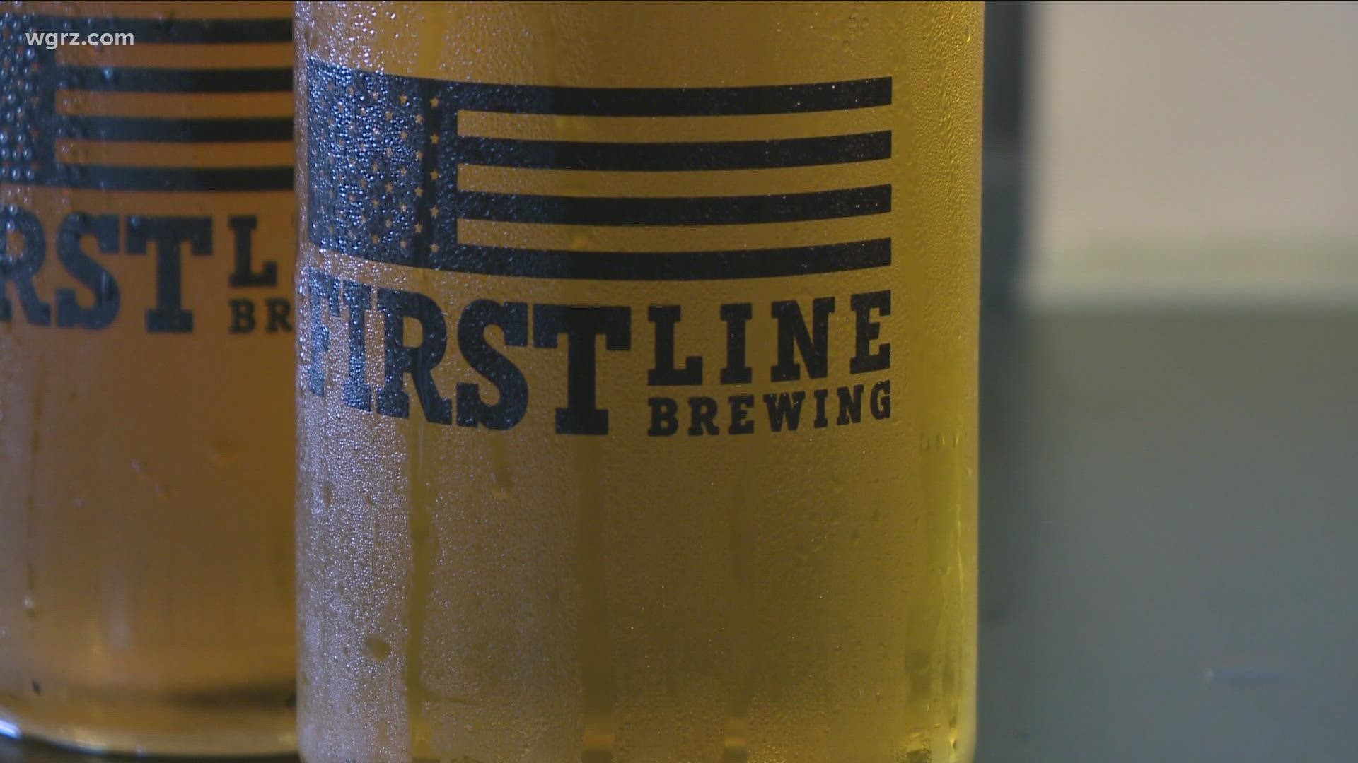 First Line Brewing posted a photo on their Facebook page of a display of 13 ice-cold glasses of their blonde ale called "We the People"