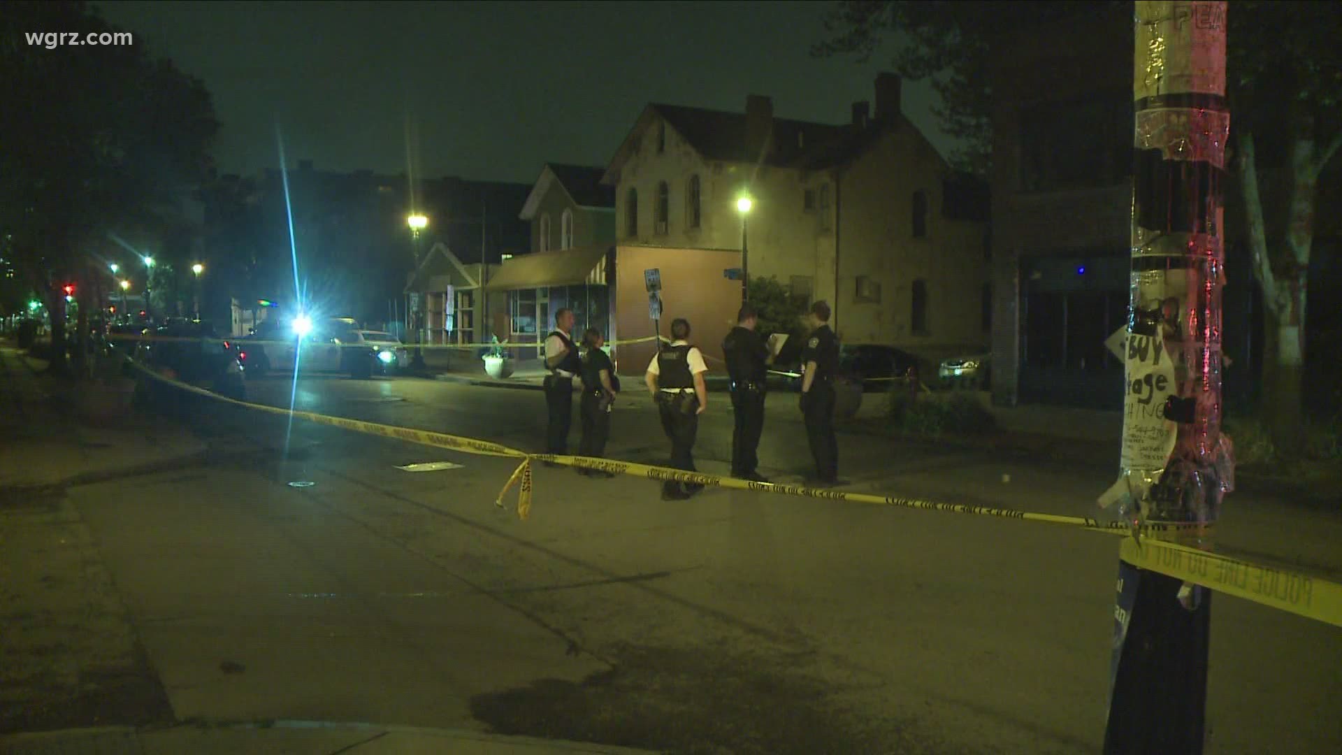 Two men were shot, possibly by a person on a bicycle.