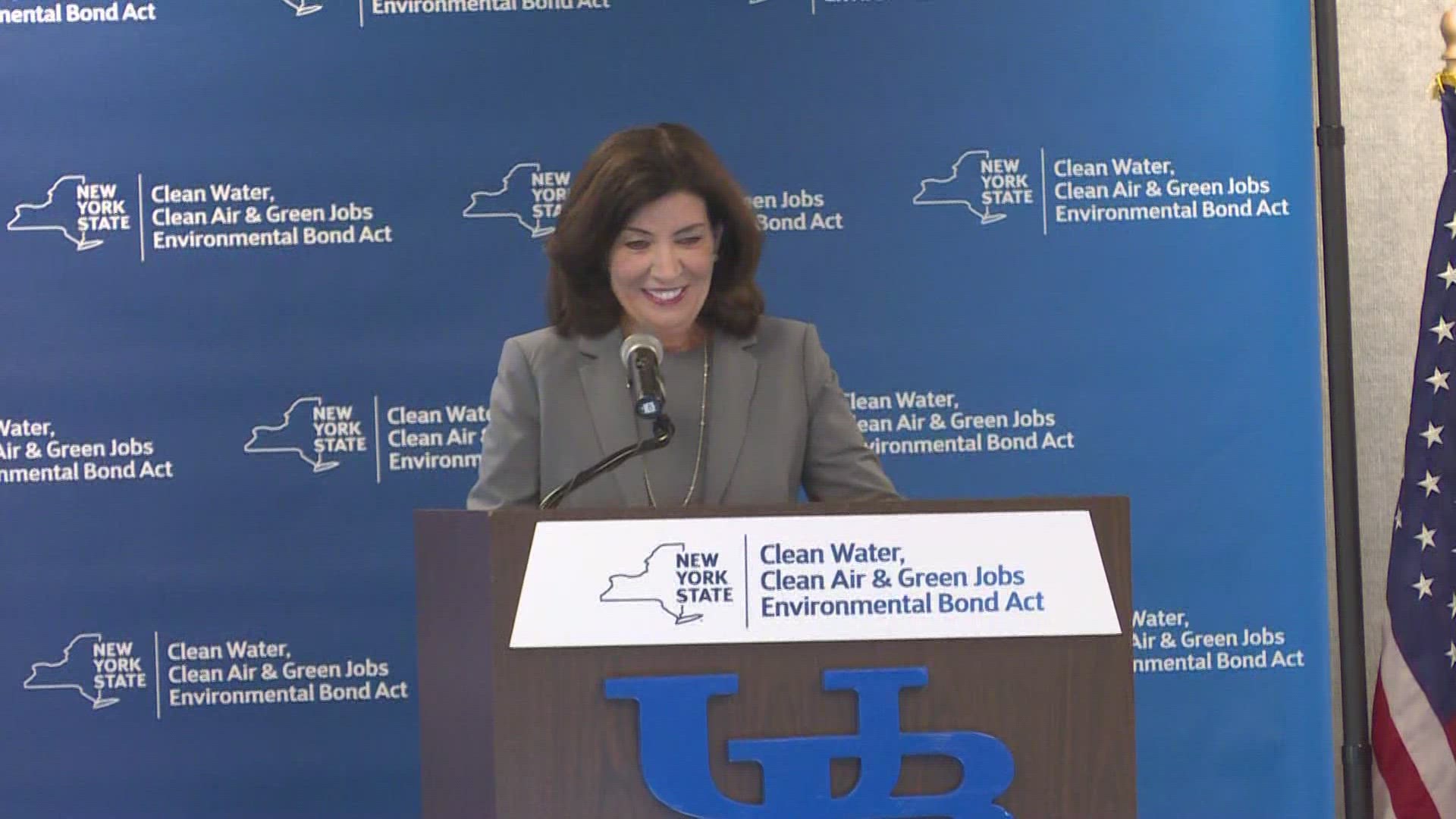 NY Gov. Kathy Hochul was in Amherst for the Clean Water, Clean Air & Green Jobs Environmental Bond Act listening tour.
