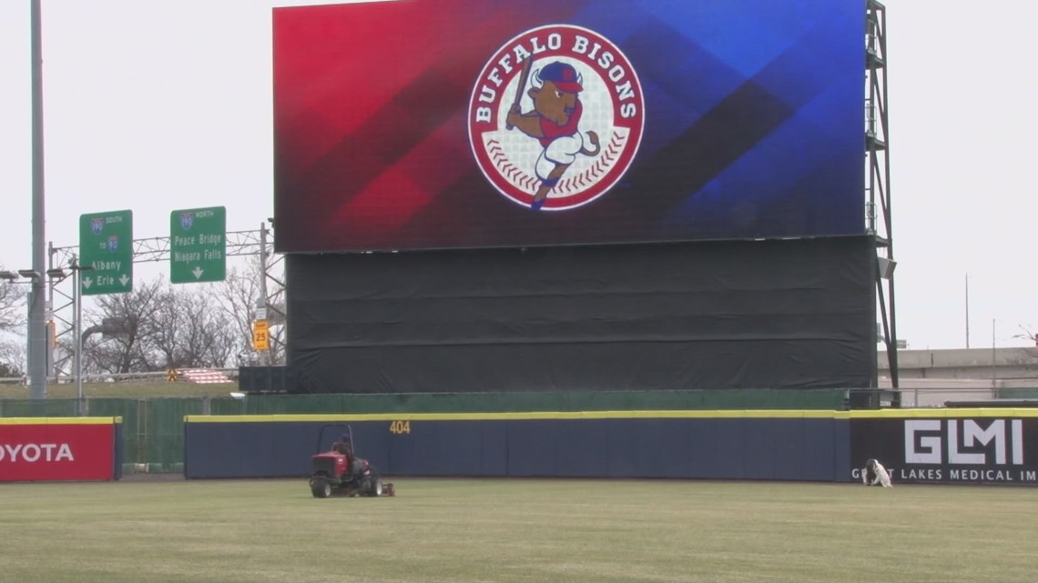 Businesses ready as Buffalo Bisons finish "first mow of the spring" in preparation of Opening Day