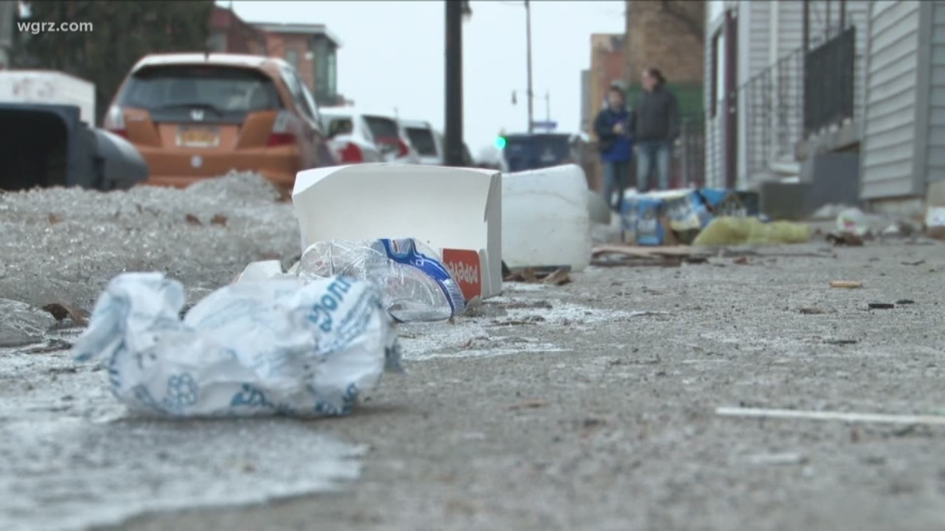 Wind Causes Trash To Scatter Across Buffalo