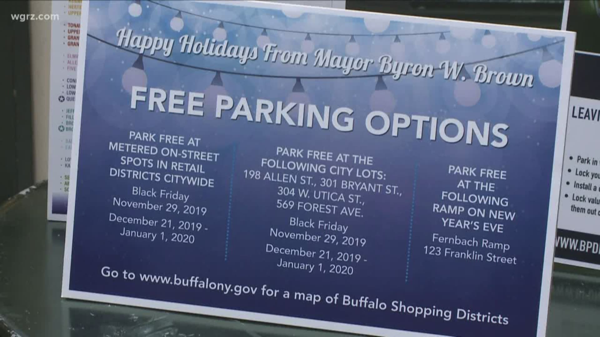 Free parking for various holiday shopping in Buffalo