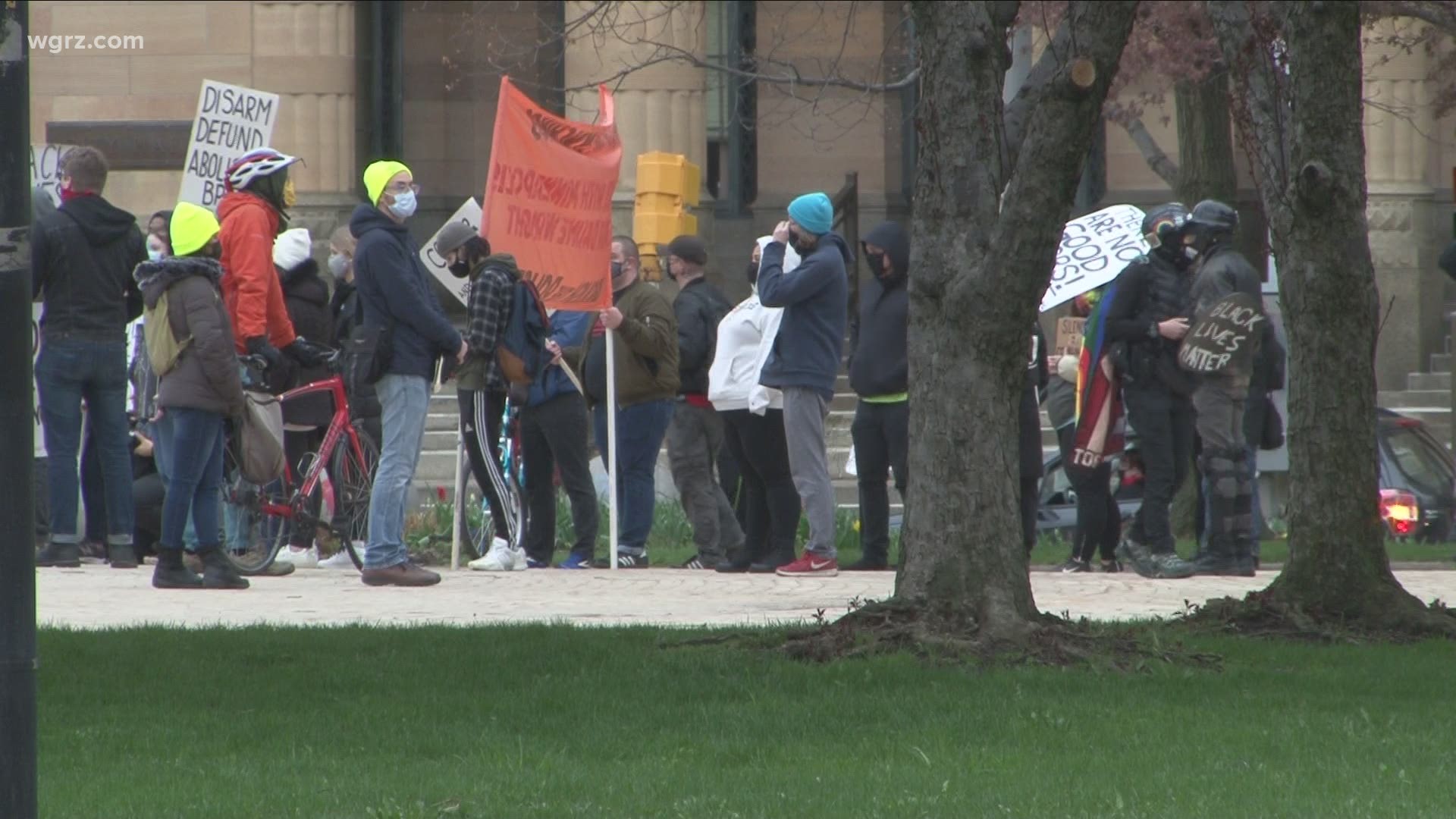 Police say around 40 people gathered and at one point the protest did move throughout the downtown area, there were no reports of incidents.