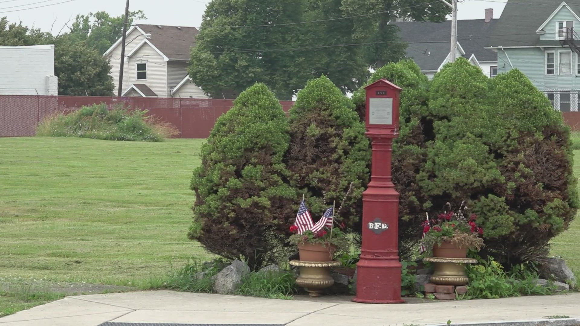 A portion of a monument honoring five firefighters who perished in a propane explosion was removed.