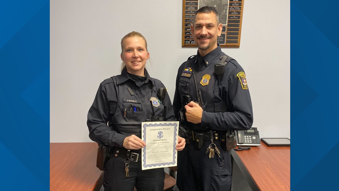 Jamestown Police officer receives award for helping save newborn baby's life
