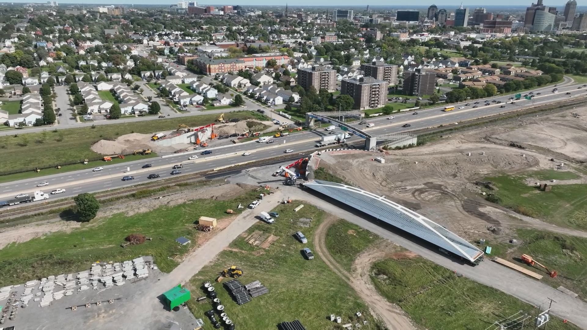 The I-190 will be shut down overnight beginning Saturday evening so the pedestrian bridge for Ralph Wilson Park can be put in place.