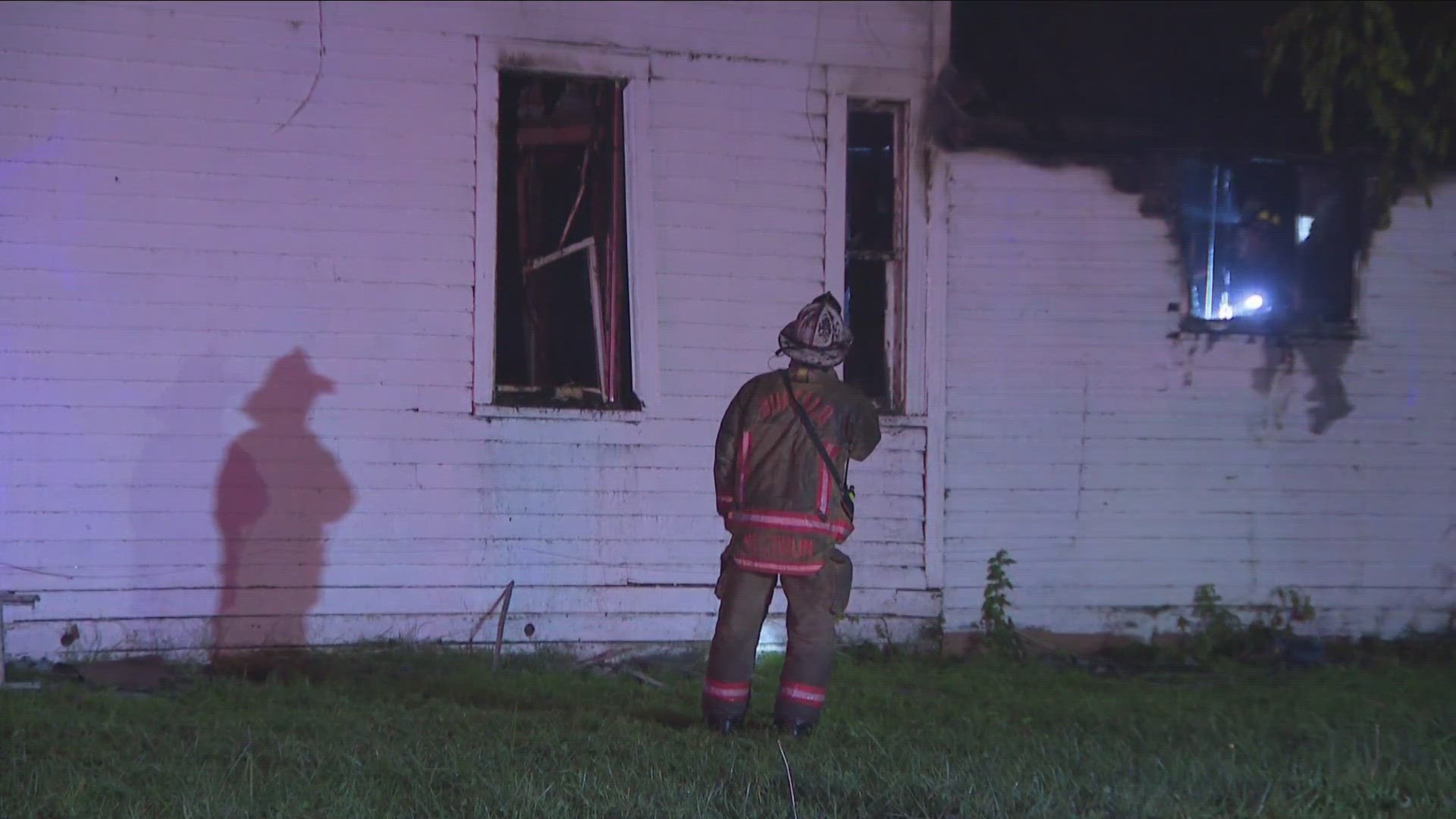 Firefighter injured while battling flames of a kitchen fire on Peck Street in Buffalo.