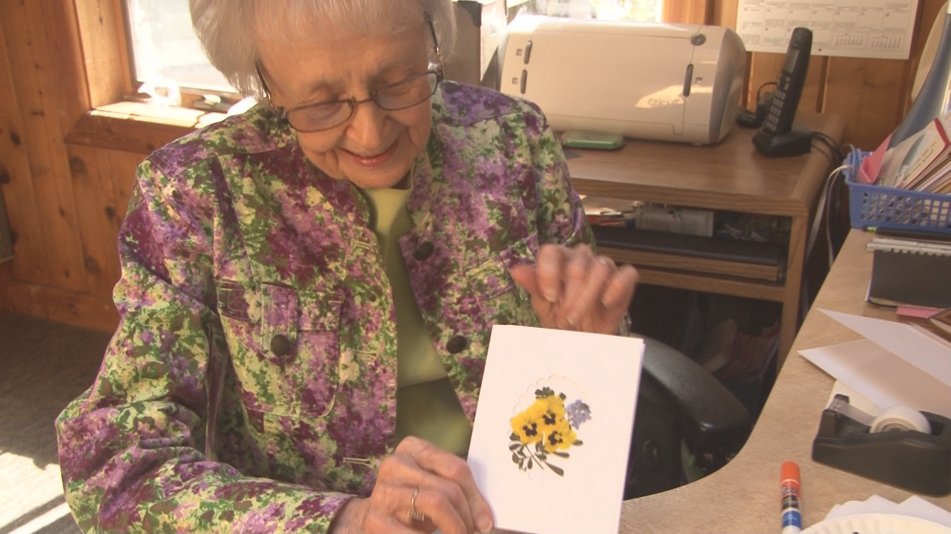 86-year-old Fran Petersen of Getzville creates handmade greeting cards and donates every penny of her sales to charity- $127,000 so far.