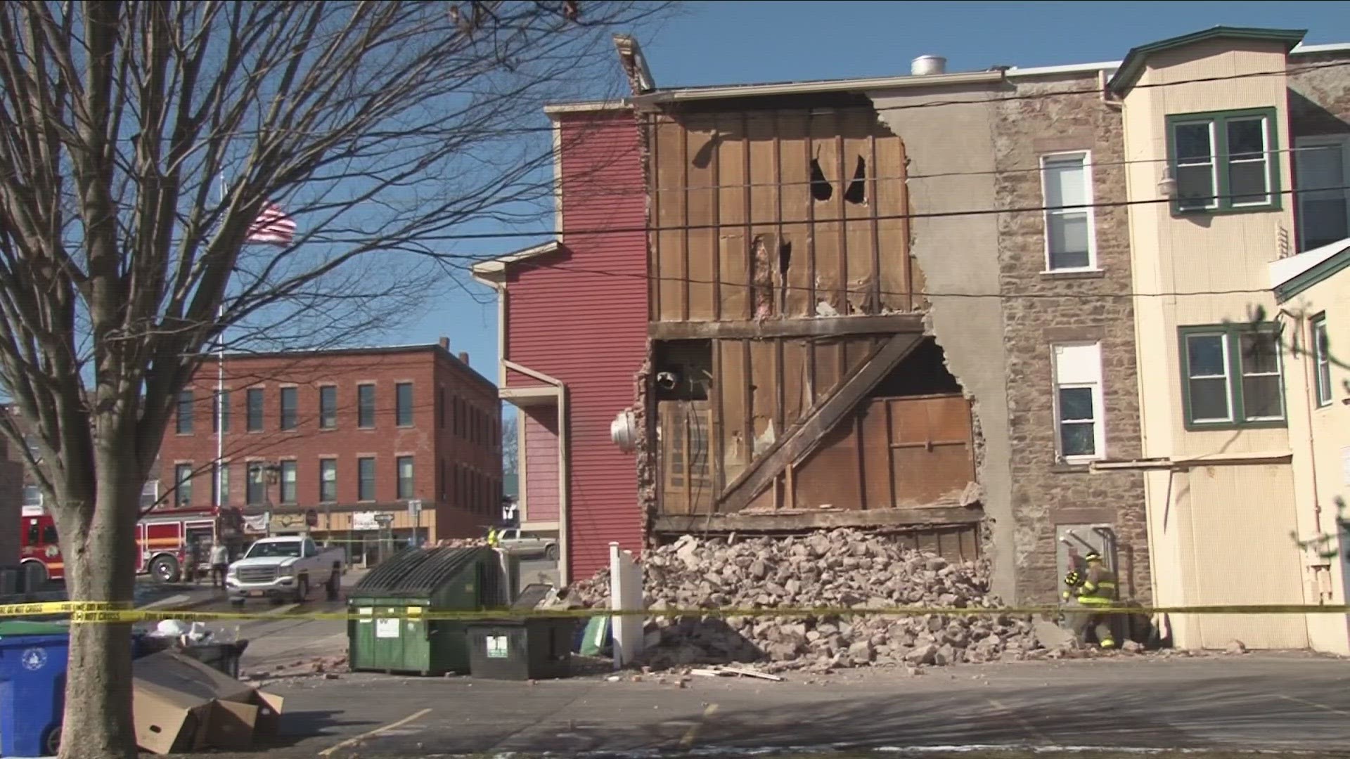 A New York State fire investigator says Sam's Diner is not habitable. Firefighters worked to prevent the building from falling down any further.