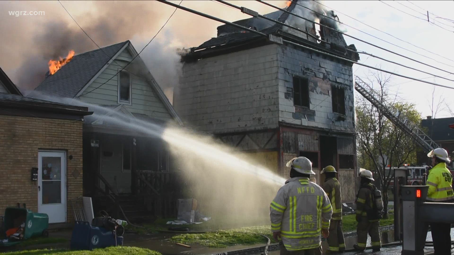 The fire started in a vacant building but spread to two other structures. Channel 2 reports one of them was a home that had 5 people inside.