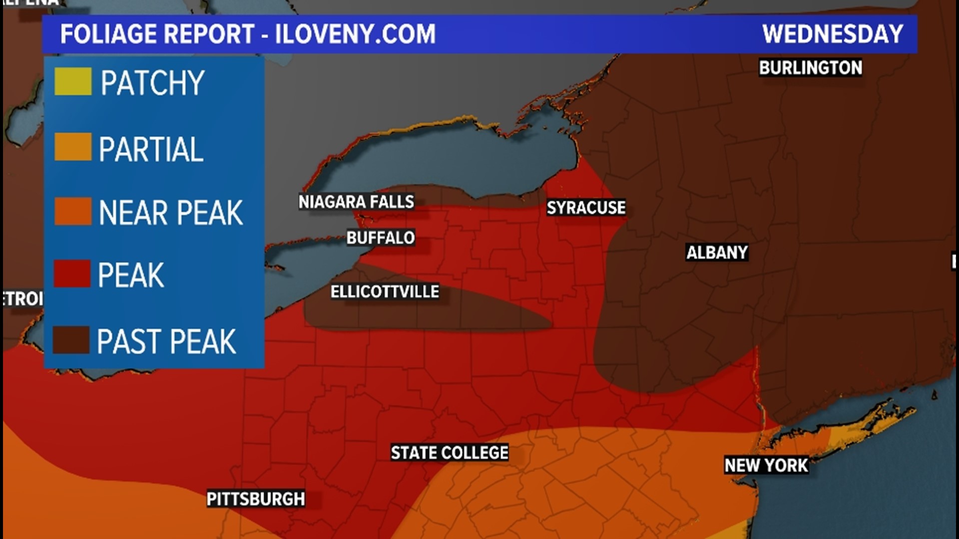 Peak fall colors arrive in Buffalo and New York City